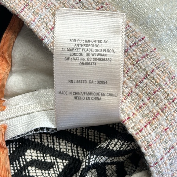 Anthropologie Elevenses Oatmeal Black Pink Tweed Patchwork Skort Size 10 - Picture 7 of 8